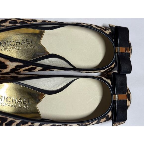Michael Kors Leopard Print Calf Hair Pumps Bow Detail Chunky Heel Size 7M - Picture 3 of 12